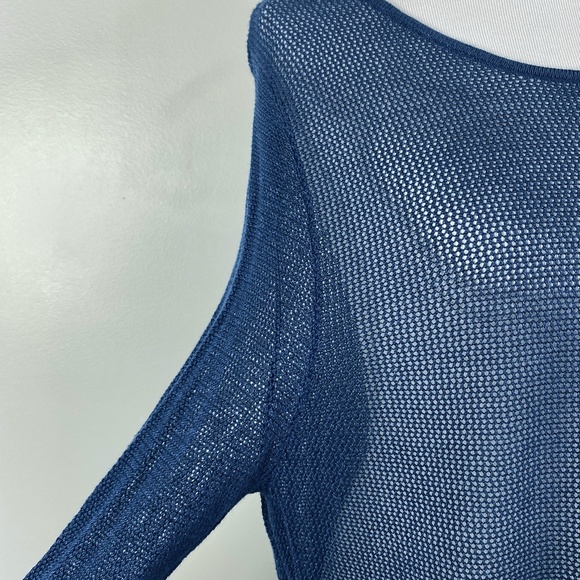 Chicos Open Knit Sweater Tunic Blue Sz. 3 (XL) Cover Up - Picture 5 of 9